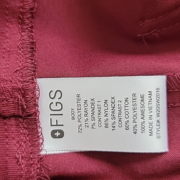 Figs Burgundy Zamora Maternity Jogger Scrub Pants Sz S NEW - Picture 13 of 14